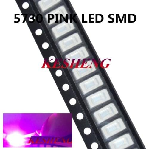 100PCS SMD Chip 5730 5630 Pink LED Diode Surface Mount SMT Beads LED Light-Emitting Diode Lamp High Brightness 800-1000mcd Light