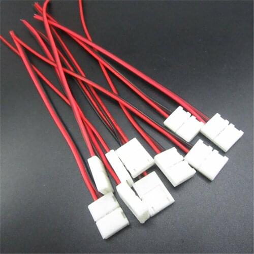 LED Strip Connector 2pin 8mm / 8mm 1 Connector with Wire Free Welding Connector For 3528 / 2835 LED Strip 10pcs/lot