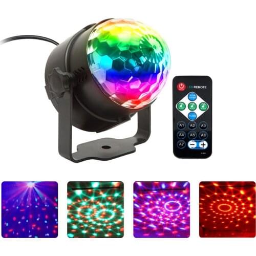 110V 220V Mini RGB LED Crystal Magic Ball Stage Effect Lighting Party Disco Club Family DJ Lighting Laser Show