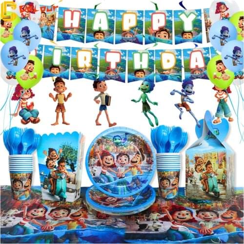 Movie Luca Disney Pixar Theme Party Decoration Birthday Celebration Set Alberto Birthday Sea Monster Anime Figure Kids Gifts