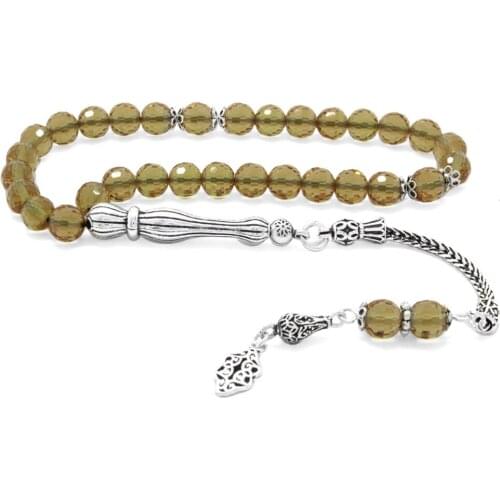 Tesbihane 925 Sterling Silver Tassels Fasetalı Sphere Cut Zultanite Rosary (M-2)