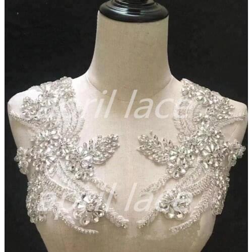 Stock Mia003-1# silver hand made stone beads luxury front cutting accessory for decorative/wedding bridal /fashion designer