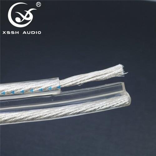 XSSH audio White MONITOR OFC pure copper plated silver 2* 4MM Partial flat Speaker Cable Wire Cord