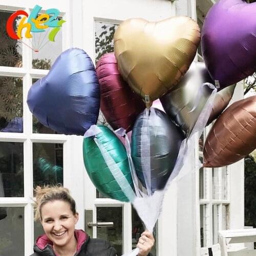 10Pcs 18 Inch Chrome Metal Balloon Heart Star Round Matte Helium Balloon Wedding Party Decor Supplies Birthday Balloons Shower