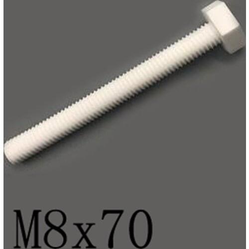 2pcs M8x70mm Hexagon Screw Ceramic Insulated Bolt High Temperature Corrosion Resistance Zirconin
