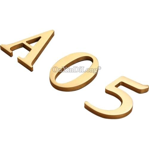 Brand New Pure Brass Self-adhesive House Signs Door Numbers Letters Door Alphabet House Mail Home Room Street Sign Address