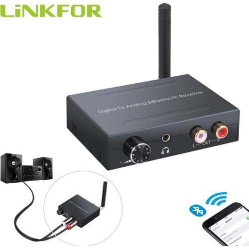 LiNKFOR 192kHz Bluetooth DAC Converter Digital Optical Coaxial to RCA 3.5mm Analog Audio Converter with Bluetooth Receiver