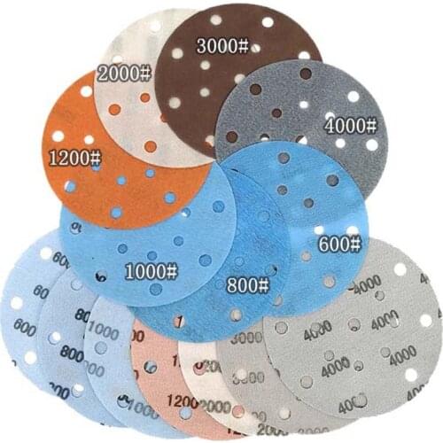 15PCS 6 Inch 17-Hole Automotive Sanding Disc Soft Waterproof Sandpaper 600 to 5000 Grit