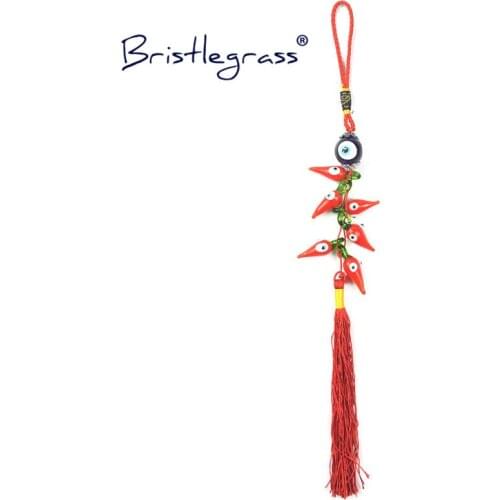 BRISTLEGRASS Turkish Blue Evil Eye Cute Chili Tassel Amulets Lucky Charms Car Wall Hanging Pendants Pendulum Blessing Protection
