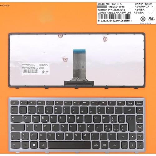 Italian New Replacement Keyboard for Lenovo Ideapad S410P G400S G405S G410S Z410 touch Laptop Silver Frame Black Key