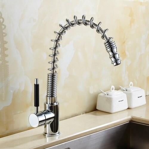 KitchenSpring Style Chrome Finishe basin Pull Out Faucet Spout Rotatable Hot&Cold Mixer Taps Sink a Faucet Vidric Faucet