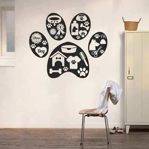 Fashion Dog paw Home stickers Wall Stickers Dog Animal Pet Grooming Salon Pet Salon Shop Decals PH10