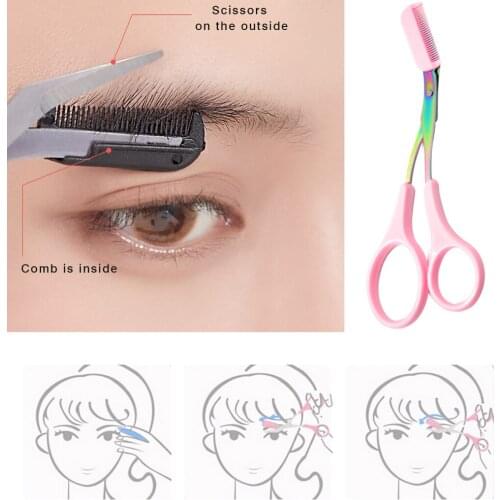 Hot Sale 1PC Eyebrow Trimmer Scissors Stainless Steel Washable Shaver With Comb Removable Eyelash Hair Remover Shaver Cutter