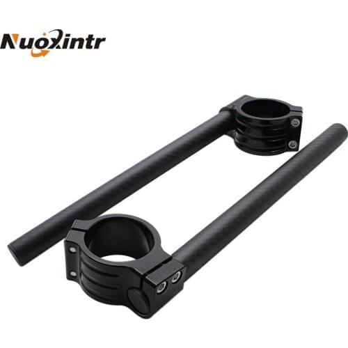 Nuoxintr Black Carbon Fiber Motorcycle Cafe Racer Handlebar Racing Adjustable 50 MM Clip-On Fork Handle Bar
