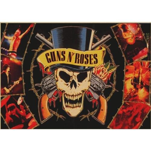 Retro Poster Guns N Roses Rock Music Picture Art DecorCafe Bar Wall Decor Quality Canvas Painting living room Home Decor