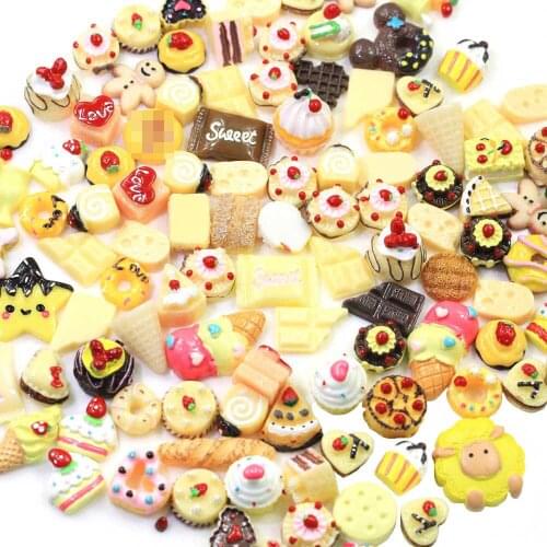 Random Mixed Candy Desert Flat Back Resin Cabochon Kids Hair Decorative DIY Phone Handmade Arts Craft Supplies