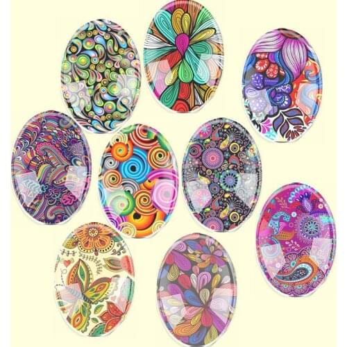 Handmade Glass Mix Size Oval Butterfly&Flowers Flatback Cameo Cabochon Domed DIY Jewelry Charm Photo Pendant Setting
