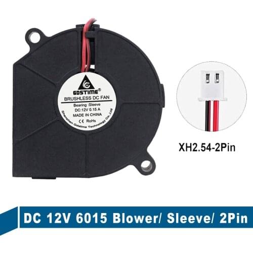 1PCS Gdstime 6015 60mmx60mmx15mm DC 12V 2Pin 3D Printer Turbine Fan 6CM 60MM*15MM Brushless Cooling Exhaust Blower Fan