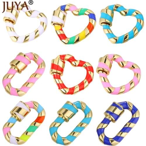 JUYA Jewelry Making Enamel Screw Heart Pendants Clasps Rainbow Lock Carabiner for Women Bracelet Necklaces Hand Made Accessories