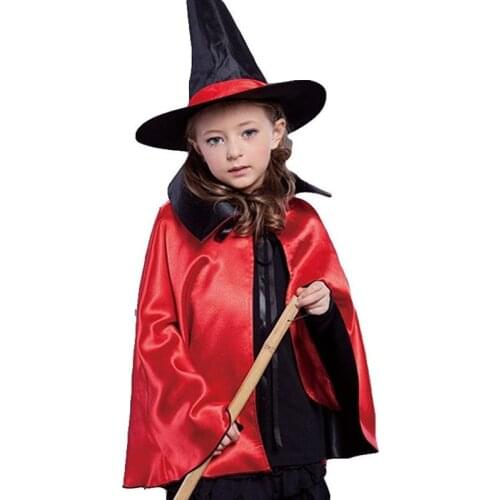 Witch Cloak and Hat Halloween Performance Costume Masquerade Props Accessories for Adult Children
