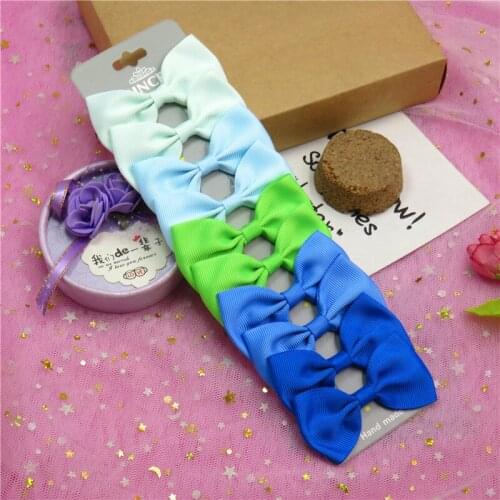 10PCS/Lot Lovely Blue MIX Color Hairpins Grosgrain Ribbon Bows Clips 2020 Korean Creativity Hair Accessories For Baby Girls NEW