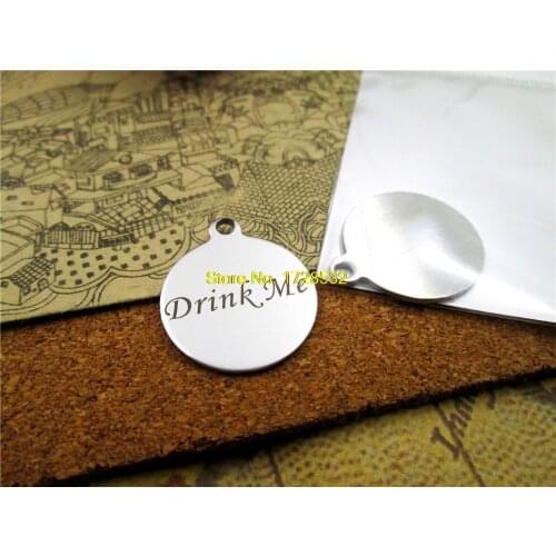 10pcs-stainless steel Charms Drink Me DIY Charms Pendants for necklace/bracelet/keychain DIY jewelry