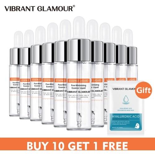 VIBRANT GLAMOUR 10Pcs Shrink Pores Face Serum Moisturizing Whitening Brighten Anti Aging Shrink Pores Face Skin Care Set