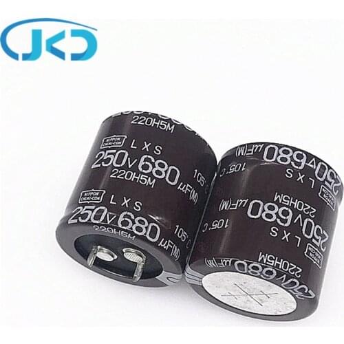 2Pcs 680uF 250V NCC XS Series 30*30mm Low ESR 250V680uF Aluminum Electrolytic Capacitor NIPPON CHEMI CON