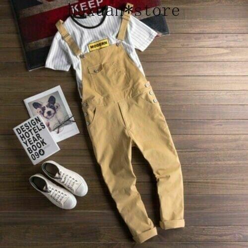 2021 New Fashion Mens Casual Cotton Trousers Rompers Suspender Overalls Pants Jumpsuits Solid color