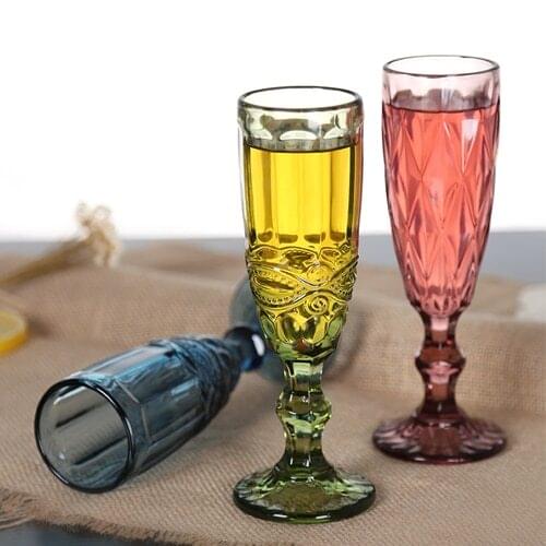 150ml Vintage Relief Red Wine Cup Engraving Glass Wine Cup Household Juice Cup Drink Champagne Cup 3 Pieces