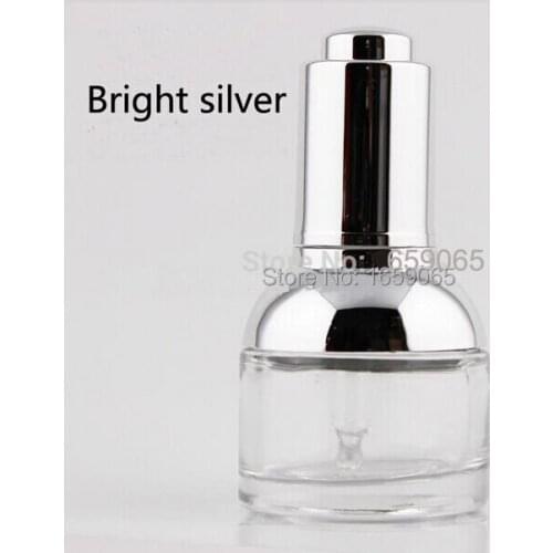 30ml transparent glass dropper bottle silver shoulder press white bulb Reagent Liquid Pipette Eye Dropper Drop Aromatherapy