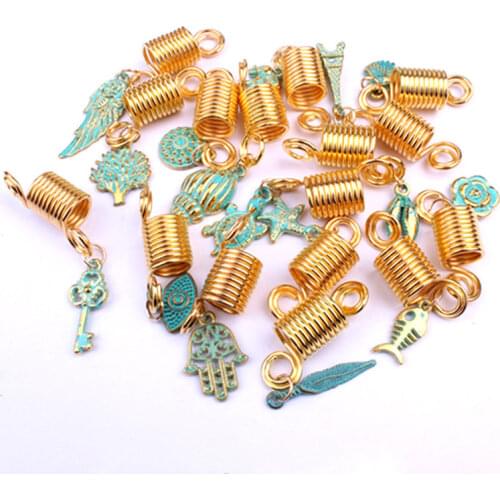 5 Pcs Shell Hair Braid Dread Dreadlock Beads Cool Hair Clips Cuffs Coil Pendant Retro Golden Charms Dreadlock Accessories