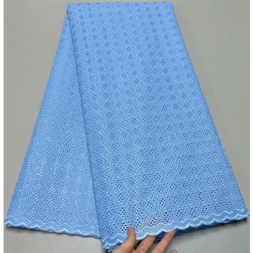 5Yards African Swiss Lace Fabric 2021 High Quality Lace Blue Nigerian Cotton Dry Lace Fabrics Swiss Voile Lace In Switzerland