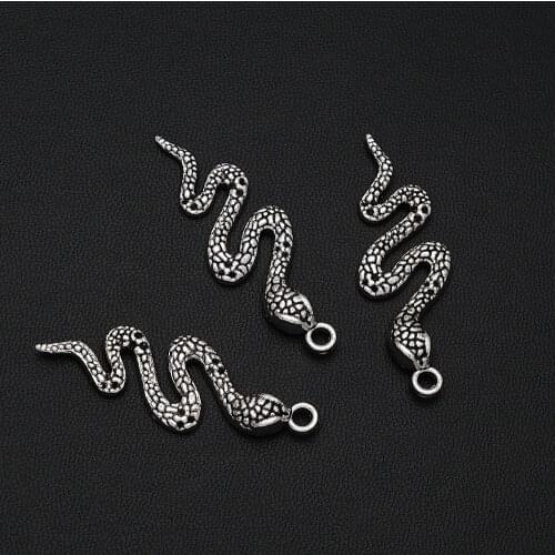 6pcs/Lots 14x42mm Antique Silver Plated Snake Charms Alloy Metal Wild Pendant For Handmade Diy Tibetan Jewelry Making Findings