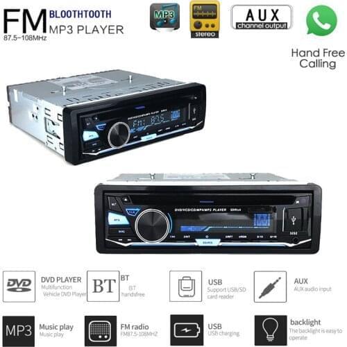 Car Radio Stereo With Remote Control BT Bluetooth Removable panel 1 DIN Audio Music FM AUX IN USB SD card CD DVD MP3 player