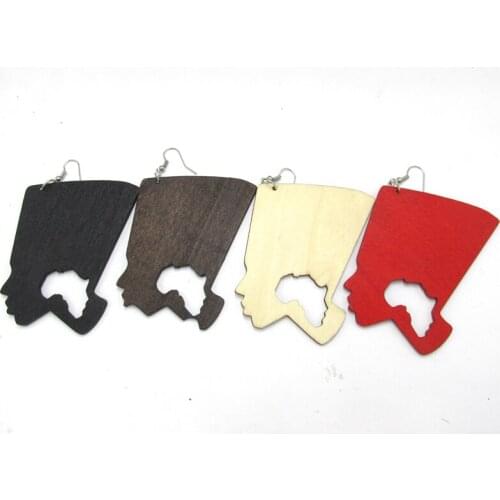 Free Shipping!Queen Nefertiti Wood earrings can mixed 4 colors