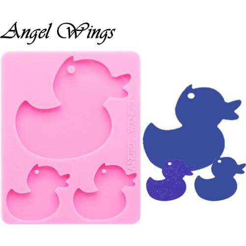 Shiny Duck mama/baby shape Silicone epoxy Resin Molds Duck family Craft Molds Decorative Craft DIY bracelet keychain mold DY0121