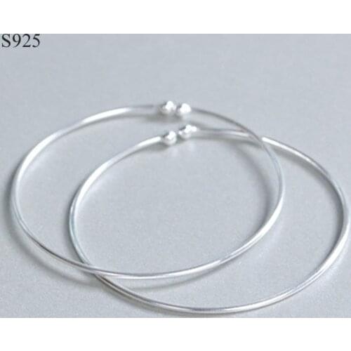 Genuine Real Pure Solid 925 Sterling Silver Bangles for Women Jewelry Round Ball Female Cuff Bangle Bracelet Hand Wristband 1pc