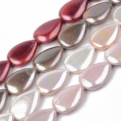 5 Strands Electroplate Natural Freshwater Teardrop Shape Shell Beads Strands for Jewelry Making DIY Accessories 23pcs/strand
