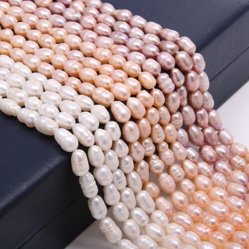 Natural Freshwater Pearl Beads High Quality 36cm Rice Shape Punch Loose Beads for DIY Jewelry Making Necklace Bracelet