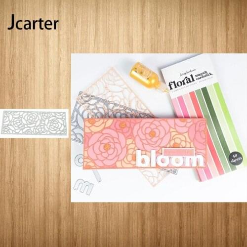 Flowers Rectangle Background Metal Cutting Dies Shape Scrapbooking Craft Die Cut Stencil Card Make Mould Sheet Decoration Design
