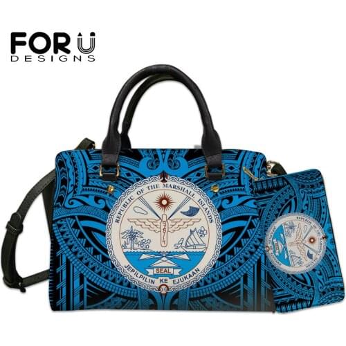 FORUDESIGNS Polynesian And Islands Flag Print Ladies Casual Shoulder Bag Luxury Designer Pu Leather Totes Sac Handbag Lady Purse