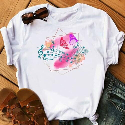 Who Loves Animals And Music Butterflis Graphic Print T Shirt Funny Tshirt Harajuku Streetwear T-Shirt Korean Fashion Tops