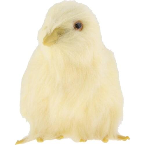 Artificial Mini Plush Chicken Model Figurine Kids Teaching Toy Home Garden Decor Xmas Kids Birthday Gifts Yellow