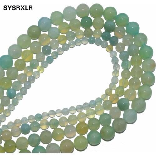Wholesale Round Shape Grape Agat Green Natural Stone Beads For Jewelry Making DIY Bracelet Material 4 6 8 10 12 MM Strand 15