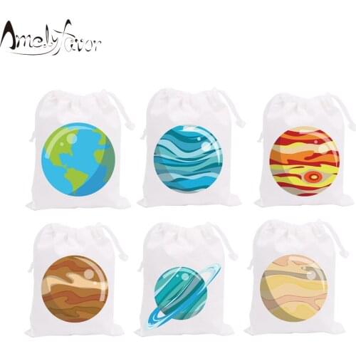 Space Theme Party Bags Candy Bags Gift Bags Universe Planet Decorations Grand Event Earth Day Party Container Supplies 6 PCS