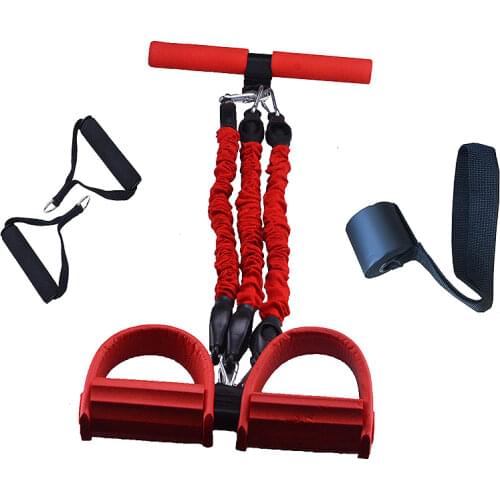 Multi-function Pedal Puller Indoor Fitness Sit-ups Training Resistance Bands 3 Tube Anti-breaking Belt Sleeve Pedal Pull Rope