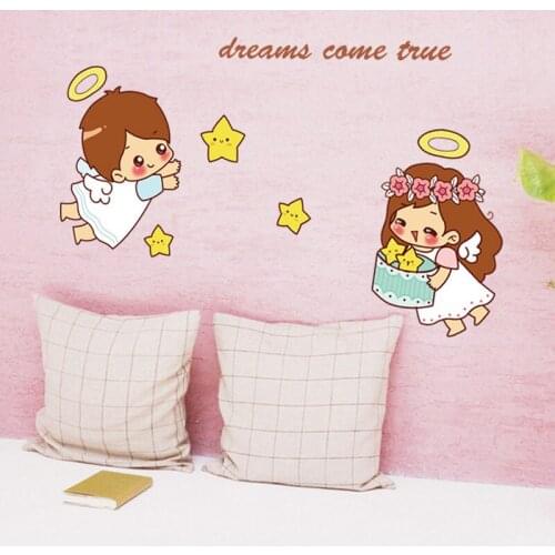Cartoon cute little angel Wall Sticker for kids baby rooms bedroom Home Decoration Decals wallpaper Boys girls stars Stickers