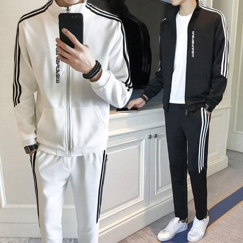 Student Trousers Jacket Cardigan Mens Sport Suit Spring and Autumn Korean Mens Two Mens Clothing Tracksuit Set Slim Fashion
