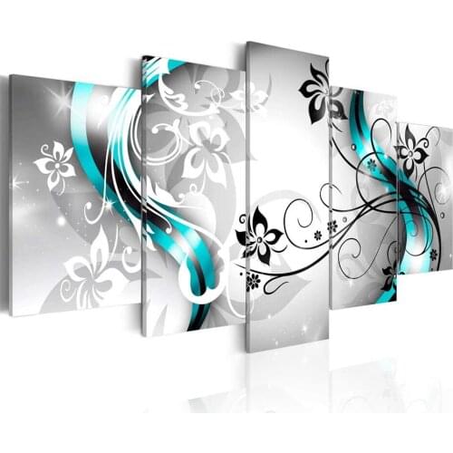 Abstract Blue Flower Full Square/Round DIY Diamond Painting 5 Panel Flower Cross Stitch kit Crystal Diamond Mosaic embroidery